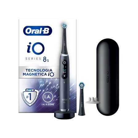 Oral-B Spazzolino Elettrico Ricaricabile iO 8S Nero, 2 Testine, 1