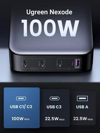 Ugreen Nexode 100W Desktop Charger 3x USB-C, 1x USB-A