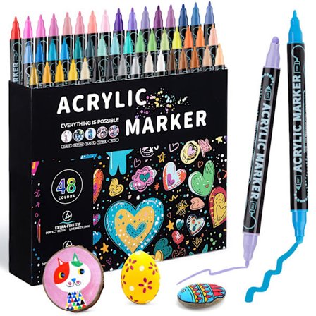 Børns specielle tegne pen med dobbelt spids akryl maling pen 48 farver