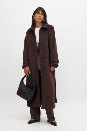 NA-KD Raglan Sleeve Wool Blend Coat - Vestes d'Hiver - Brun - EU 38
