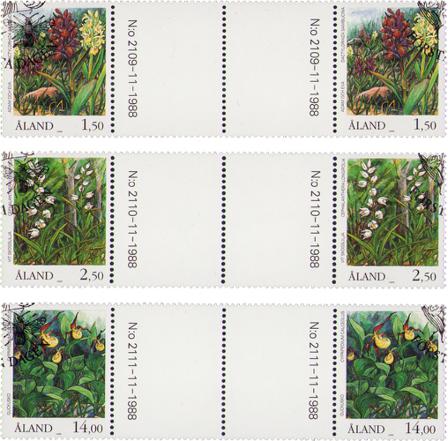 Åland - MICHEL 33-35 - Stemplede gutterpairs