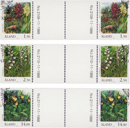 Åland - MICHEL 33-35 - Stemplede gutterpairs