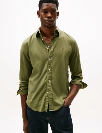 Tommy Hilfiger Flex Flannel Solid Rf Shirt - Khaki green - XXXL
