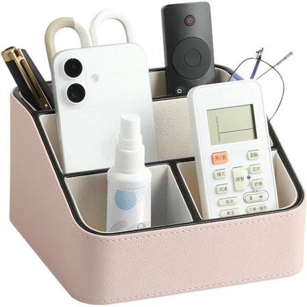 Fjernbetjeningsholder, PU Læder Skrivebordsorganisator - Stilfuld Sød Opbevaring til TV-fjernbetjeninger, Perfekt til Natbord, Sengekant & Kontor (Gi