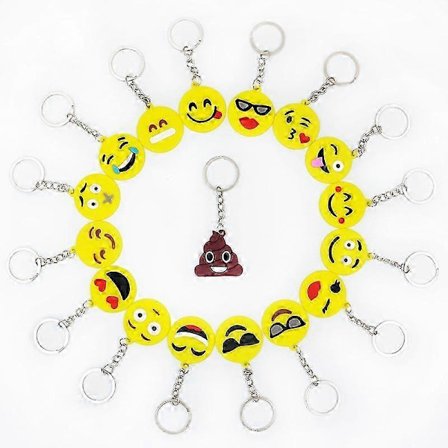 17 kappaletta Hymiö Avaimenperä, Avaimenperärenkaat, Emoji Avaimenperä, Ilmekuvake Avaimenperä, Mini Lasten Avaimenperä, Hymiöt Avaimenperä, 