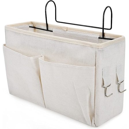 Sengeopbevaringslomme, Sengeophængt Organiser Kurve, Sovesal Seng Organiser Caddy Desktop Opbevaringshylde, Hvid