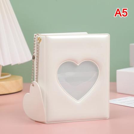 Kpop-kortperm 3-tums fotoalbum Hollow Love Heart Model White