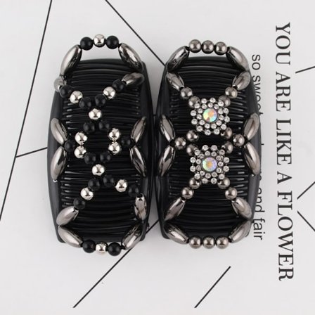 1 st pärlhårkammar, magiska elastiska hårklämmor dubbla klämmor Str