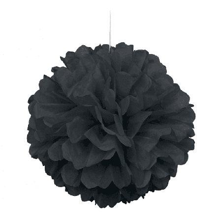 Papirspompon sort 40 cm