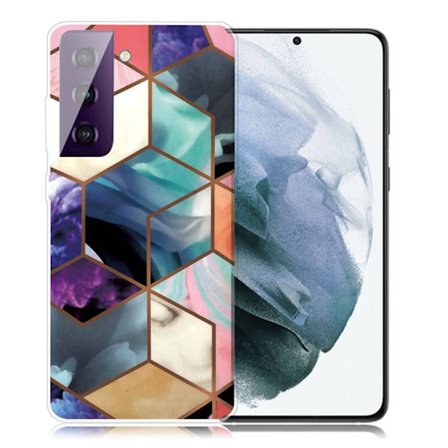 Marmormotiv Samsung Galaxy S21 Plus 5G skal - Färgglad Kub Kakel
