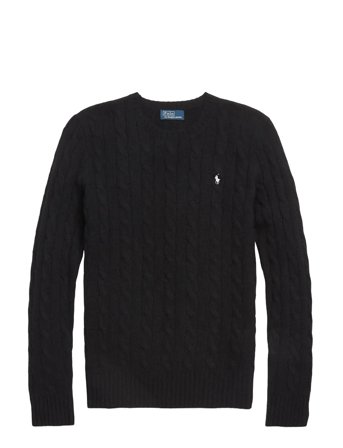 Cable Wool-Cashmere Crewneck Sweater Black Polo Ralph Lauren