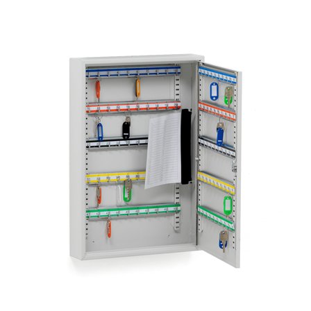 Schlüsselschrank ROWLEY mit 100 Haken, 550 x 380 x 80 mm,grau