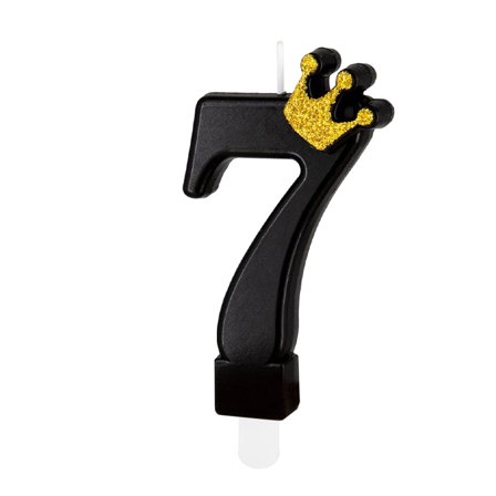 Kagelys Tal "0-9" Sort med krone Ciffer 7