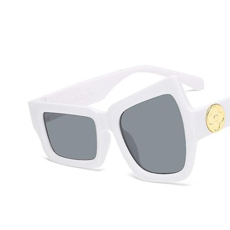 Øyenbryn Morsomme Europeiske og Amerikanske Solbriller, Solbriller Personlighet Uregelmessig Størrelse Øyne Hip Hop Solbriller, Hvit Betterlifefg