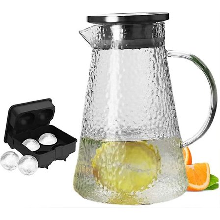 68 Ounces Diamantmönstrad Glaskanna Med Lock Och Pip - Värmebeständig Vattenkanna För Varmt/kallt Vatten, Iste Och Juice Dryck