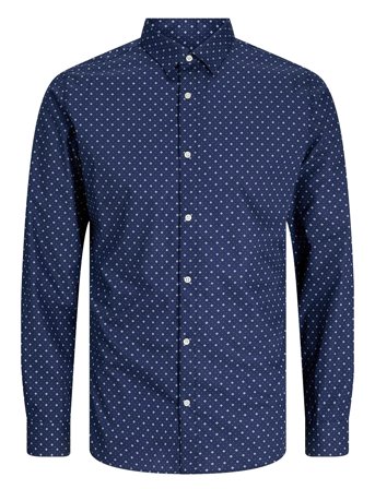 Jjjoe Print Shirt Ls Aw24 Navy Jack & J S