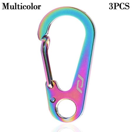 3 stk Nøglering i rustfrit stål D-formet karabinhage MULTICOLOR