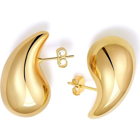 Guld dråbeformede øreringe til kvinder - lette vanddråbeformede hule smykker