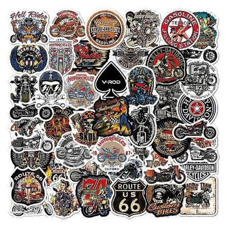 50 stk. motorsykkelklistremerker Retro Personlig Graffiti Vanntett Dekorativ Gitar Skateboard Datamaskin Harley Motorsykkel Klistremerker
