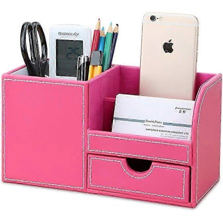 4-osastoinen monitoiminen työpöydän järjestäjä (karkin vaaleanpunainen)