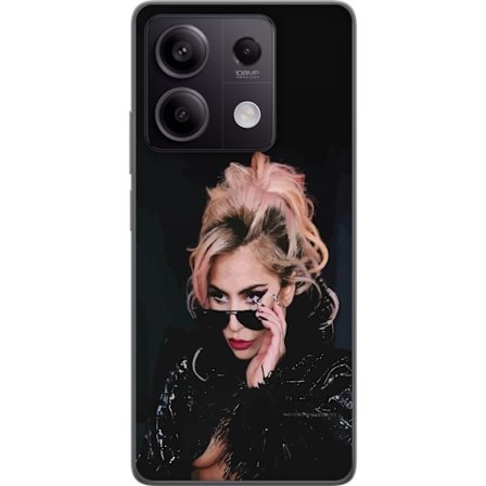 Yhteensopiva Puhelinkuori Xiaomi Redmi Note 13 Lady Gagan muotokuva aurinkolaseilla ja dramaattisella meikillä tummassa glamuurityylissä