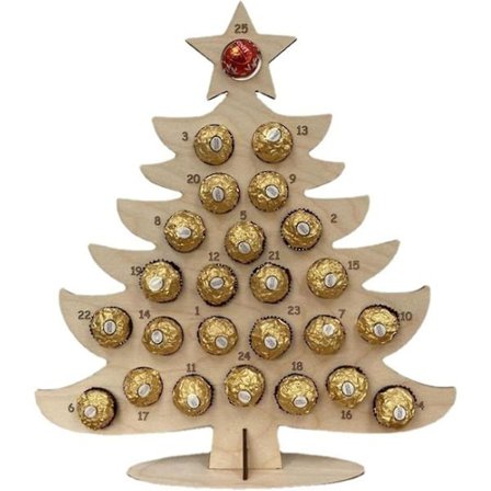Jul Adventskalender, Presentförpackning, Trähållare för Choklad, Godis, Jul Adventskalender TY