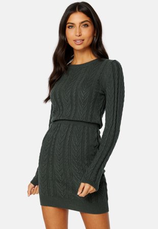 BUBBLEROOM Rishi knitted dress Dark green Klær