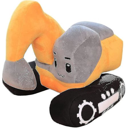 Plush Excavator Legetøjslastbil Sød Tegneserie Gravemaskine Pude (gul) [L]