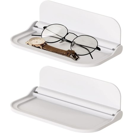 2 st flytande hyllor, självhäftande hyllor väggmonterade hyllor för badrum, 18x14cm, S