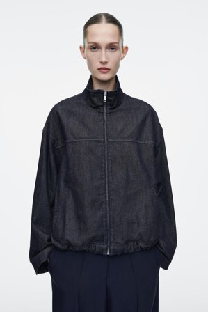 COS Women's Oversized Denim Bomber Jacket in Blue