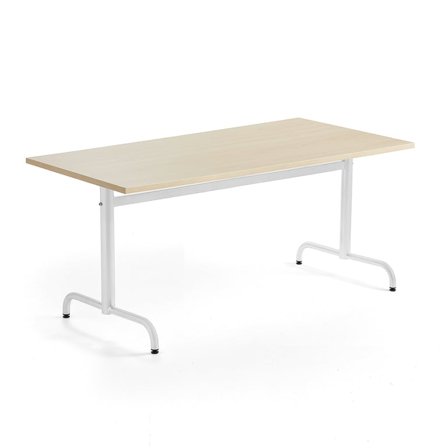 Table PLURAL, 1600x800x720 mm, noise reducing high pressure laminate, birch, white