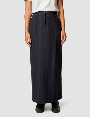 Shaping New Tomorrow - Damen - Essential Maxi Skirt - Navy Pinstripe - Größe 40