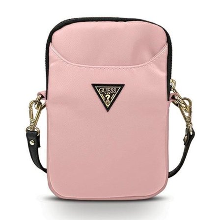Guess Handväska Nylon Triangle Logo - Rosa