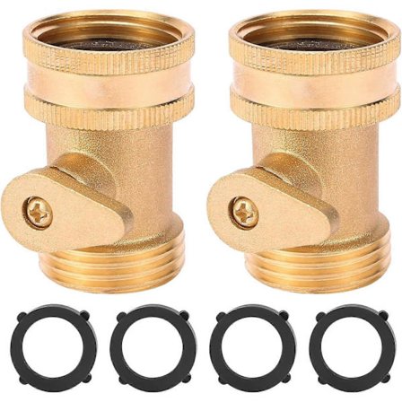 Haveslange Afspærringsventil, 2-pak Kraftig 3/4 Tomme Massiv Messing Haveslange ESJ