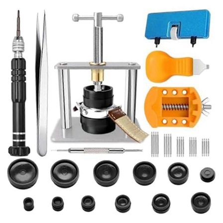 Urreparasjonssett, Urpresseverktøysett, Utskifting av urbatteri, Holder for fjerning av urkasse, Fjærstang, Pinsett