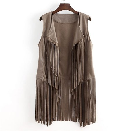 Vintage Fringe Vest Kvinder Ærmeløse kvaster Cardigan Vest
