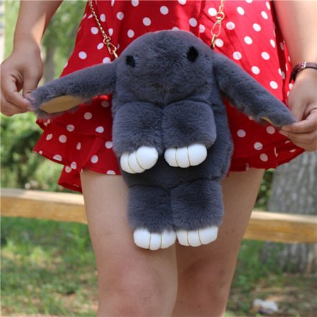 Fashion Plysch Kanin Ryggsäck Enkel Dubbel Shoulder Slant Span Bag Julklapp