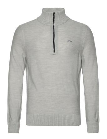 Avac_Qz Knitwear Half Zip Pullover Grå BOSS*Betinget Tilbud