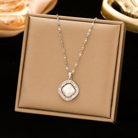 Halsband med hänge vintage kedja 1 smycken för kvinnor och flickor present för kvinnor silver