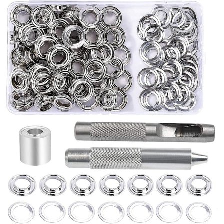 Grommet- och Ögonfästen Kit, 100 Set Ögonfästen 10mm, Presenning Reparationskit, Med 3st Grommet Ögonfäste Verktygssats För Presenning, Tyg, Gardiner 