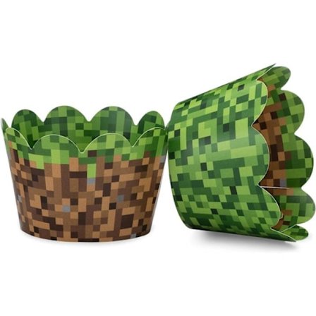 Minecraft-tema Cupcake-wrappers Fødselsdagsfest Sæt med 24 Vendbare