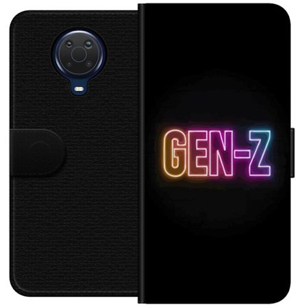 Kompatibel Tegnebogsetui til Nokia Nokia G20 Neontekst Gen Z i farverigt lys mod en mørk baggrund i moderne digital stil