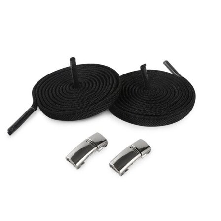 Elastiska skosnören utan knytband med spänne 1 par Svart Svart