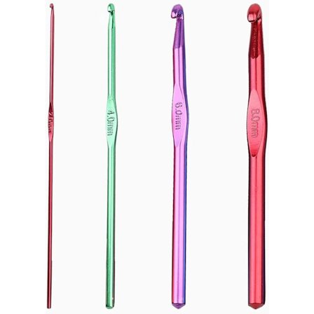 4 st Aluminium Sticknålar för Virkning, Flerfärgad Aluminiumhandtag