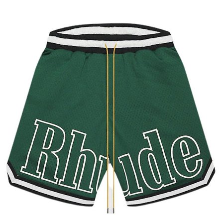 Rhude Shorts Herr Brevtryck Dragsko Sport Shorts Strand Korta Byxor Gym Athletic Med Ficka