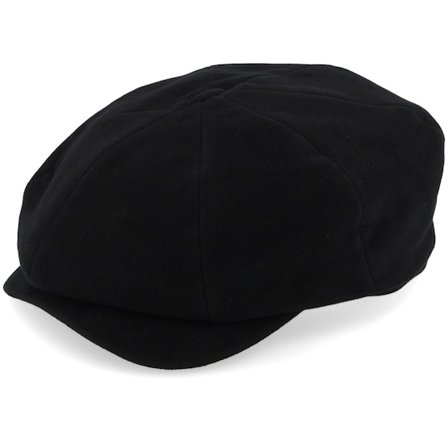 Wigéns - Schwarz Flatcap Cap - Newsboy Retro Cap Black Flat Cap @ Hatstore