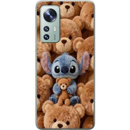 Kompatibel Mobilcover til Xiaomi 12 Stitch omgivet af brune teddybjørne med en lille teddybjørn i armene i en sød og hyggelig kawaii-design