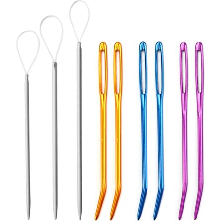 Ullnål Fargede Buede Gobelinnål Stor Øye Aluminium Symål Farge Tilfeldig