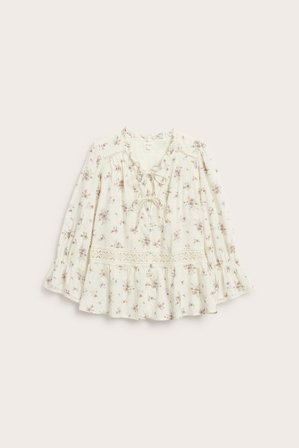 Newbie | Blomstrete bluse Newbie Woman | Offwhite