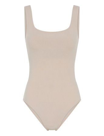 Penny Square Neck Bodysuit Cream Girlfriend Collective